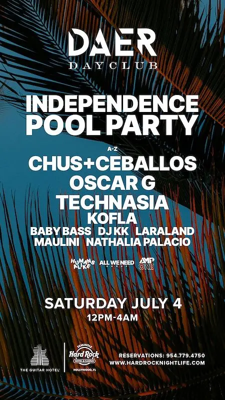 Independence Day Pool Party at DAER Dayclub - Saturday July 4, 2026